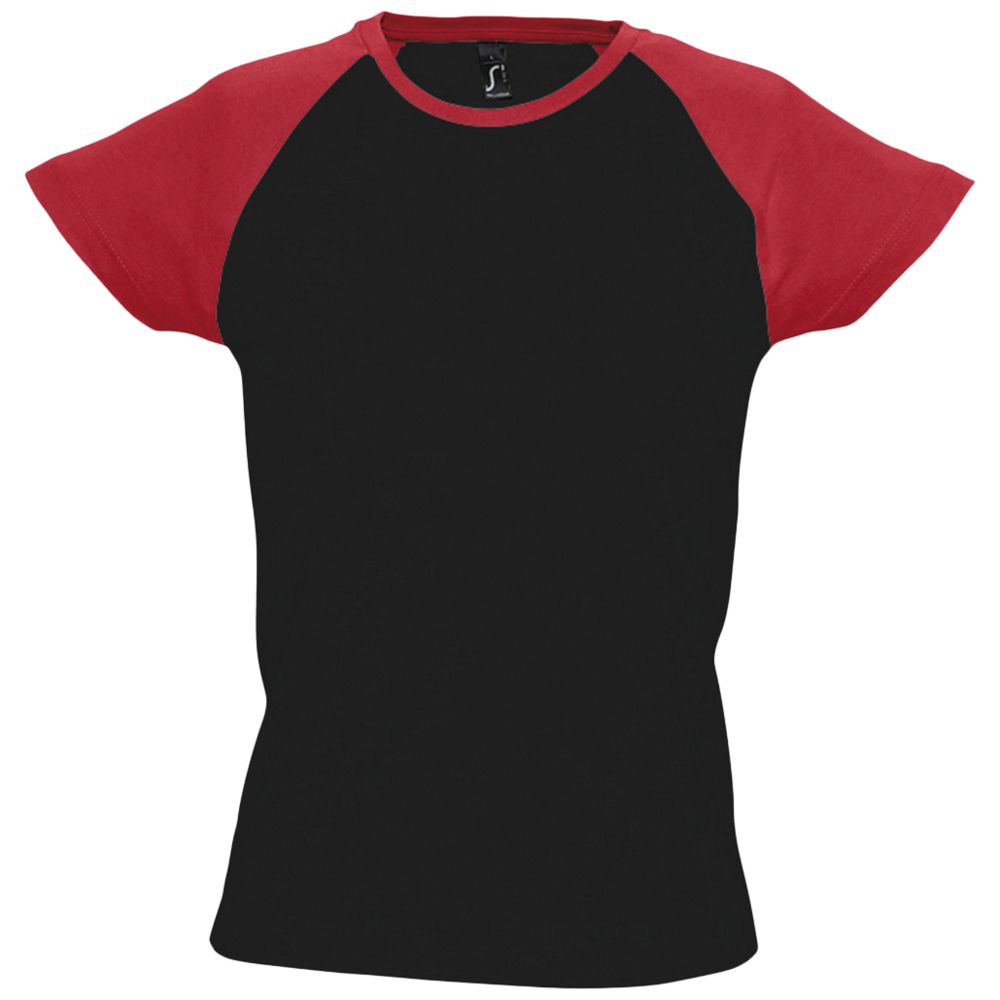 Футболка женская Milky 150 черная с красным, размер XL