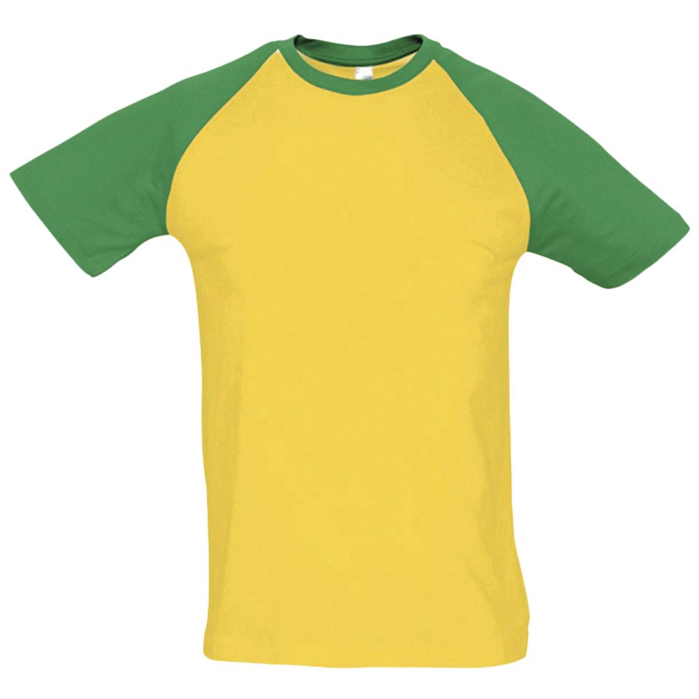 Футболка мужская двухцветная Funky 150, желтая с зеленым, размер XXL