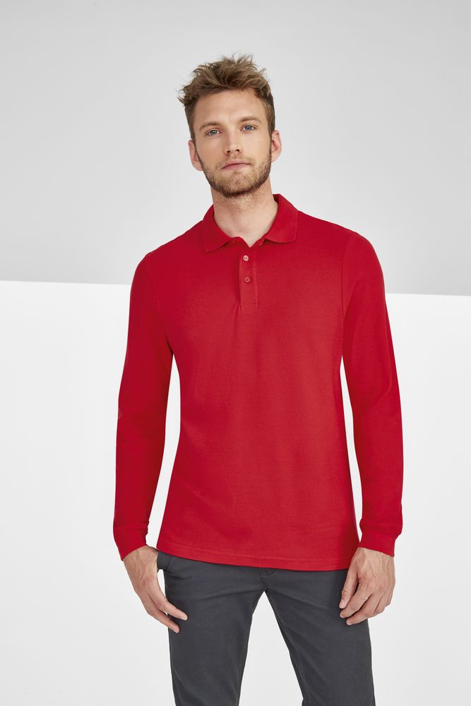 Рубашка поло мужская с длинным рукавом Winter II 210 черный меланж, размер XXL