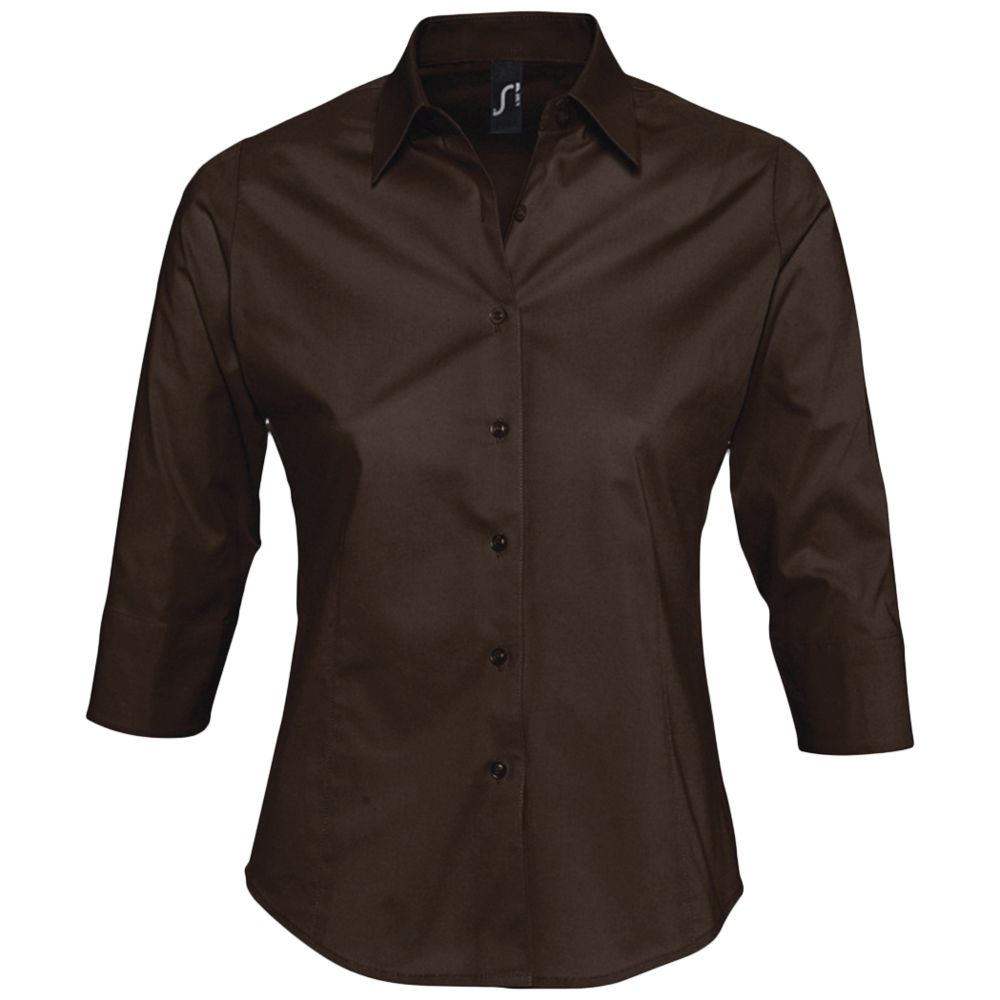 Рубашка женская с рукавом 3/4 Effect 140 темно-коричневая, размер XXL