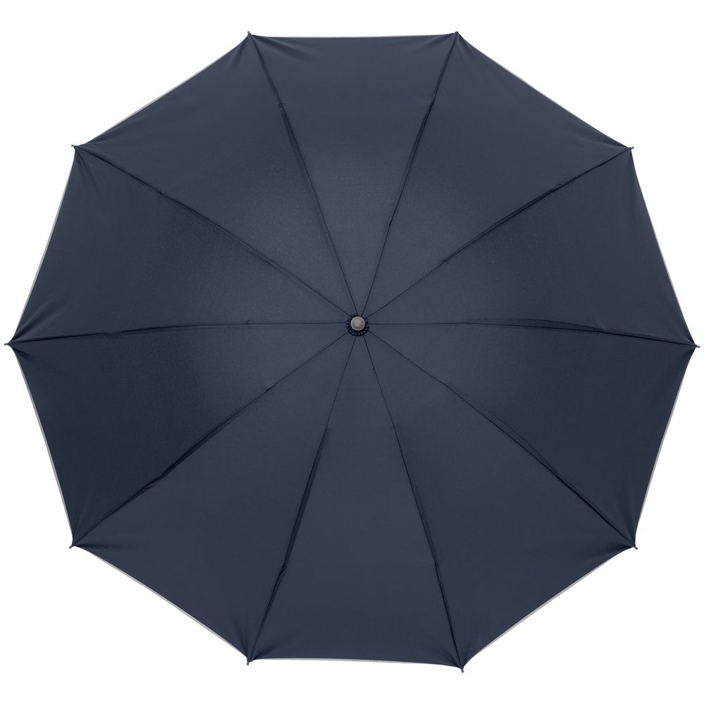 Зонт-наоборот складной Silvermist, темно-синий с серебристым