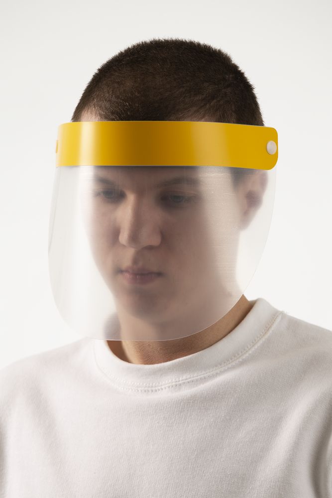 Прозрачный экран для лица Barrier, немедицинский, с желтой лентой