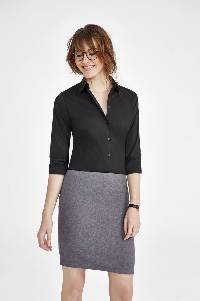 Рубашка женская с рукавом 3/4 Effect 140 черная, размер XL