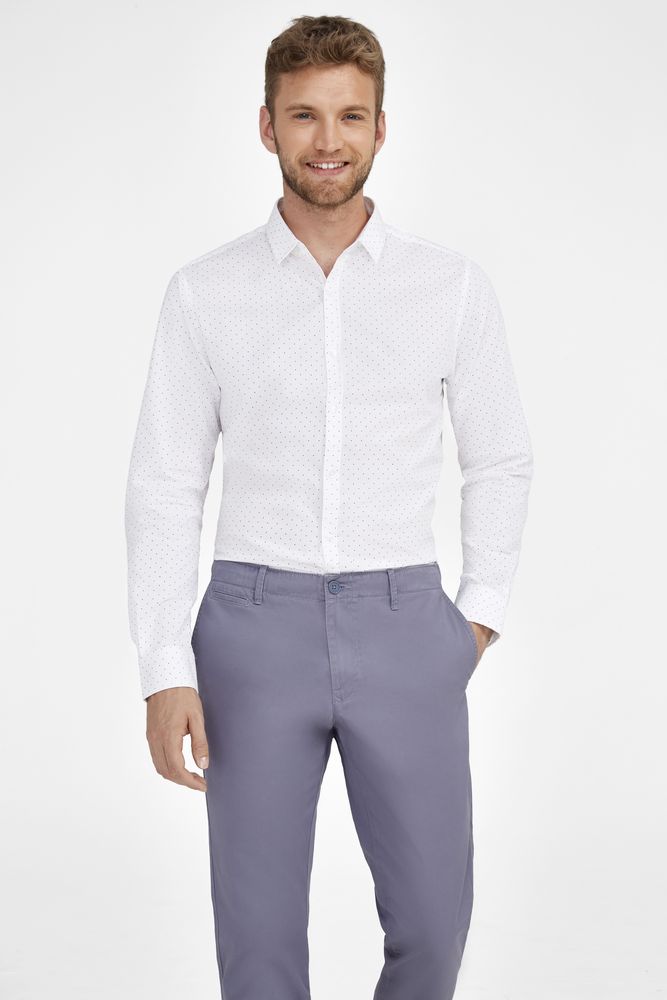 Рубашка мужская Becker Men, белая с темно-синим, размер 3XL