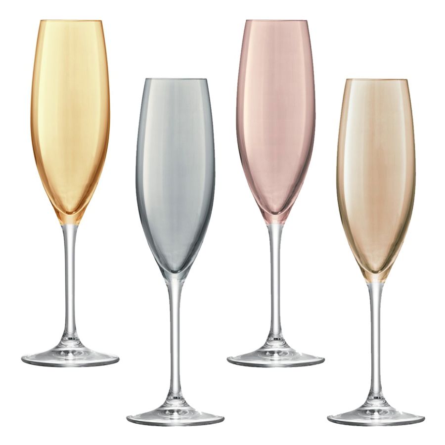 Набор из 4 бокалов для шампанского Polka Flute, металлик