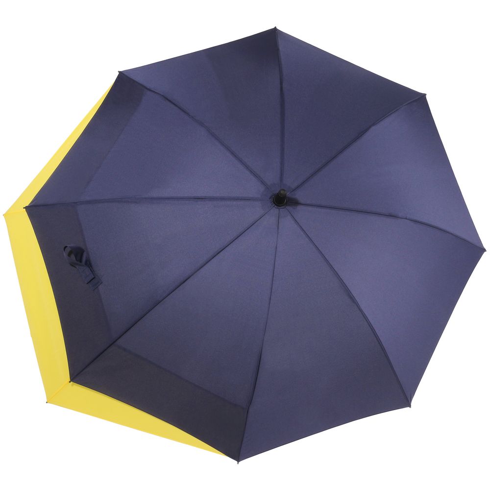 Зонт-трость Fiber Move AC, темно-синий с желтым