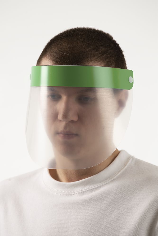 Прозрачный экран для лица Barrier, немедицинский, с зеленой лентой